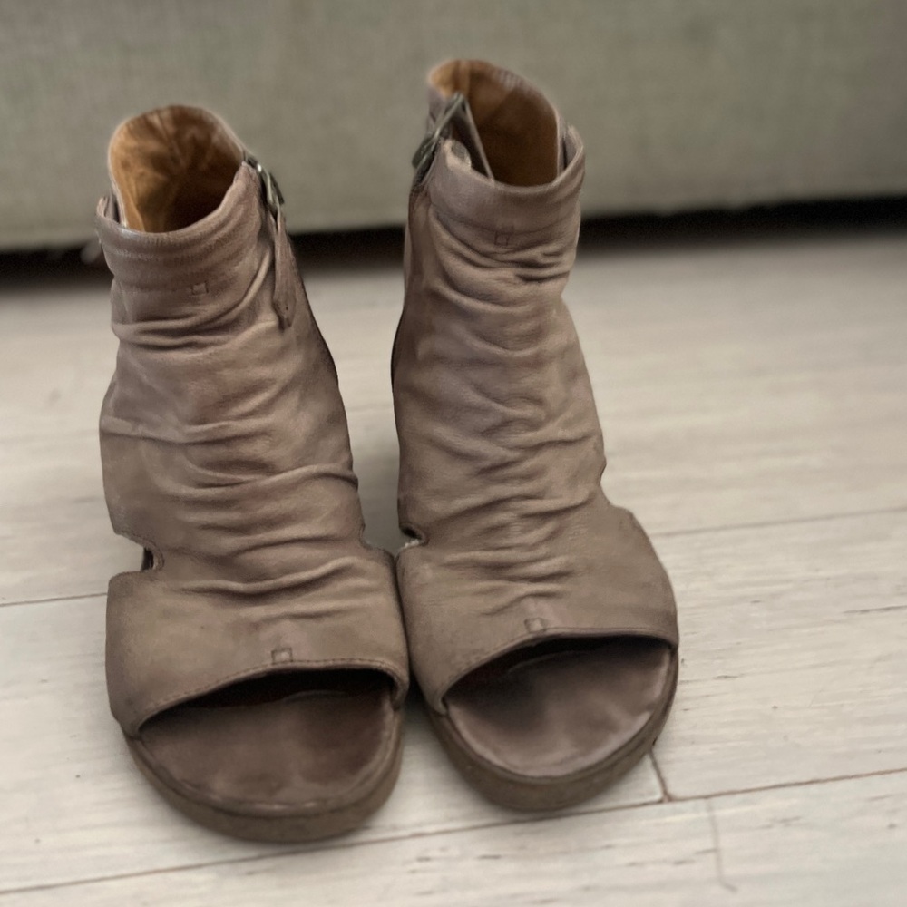 Miz Mooz wedge sandals. Taupe/sand color. 8.5 size. Used.